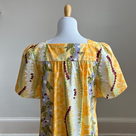 Vintage 90s Winnie Fashion Yellow Muumuu Dress M Made in Hawaii - Picture 8 of 12